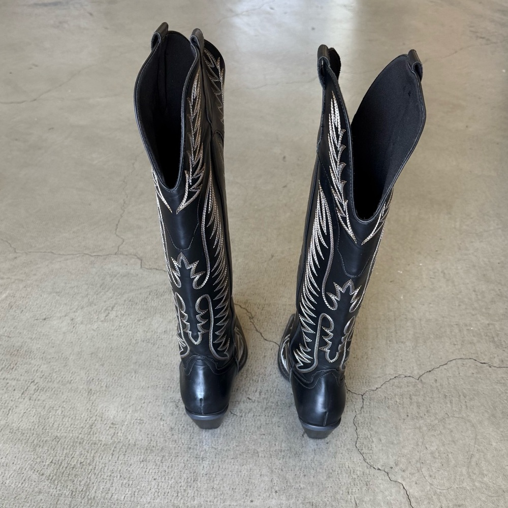 ASOS DESIGN / Chester contrast stitch western knee boot / black - Picture 9 of 17